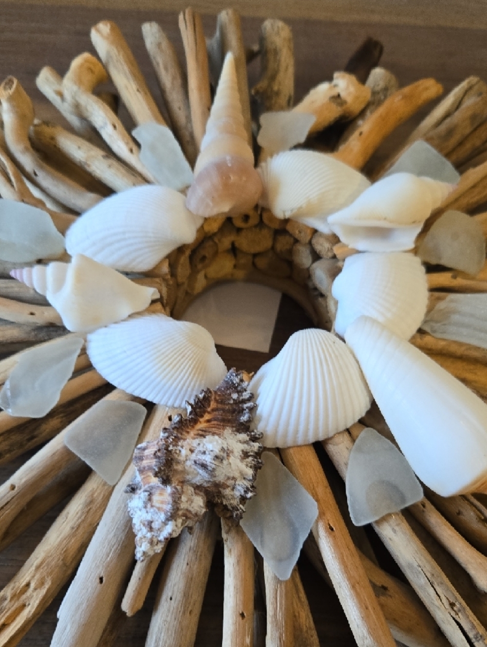 Driftwood, Shell And Sea Glass Small Wall Or Door Hanging. - Picture 3 of 3